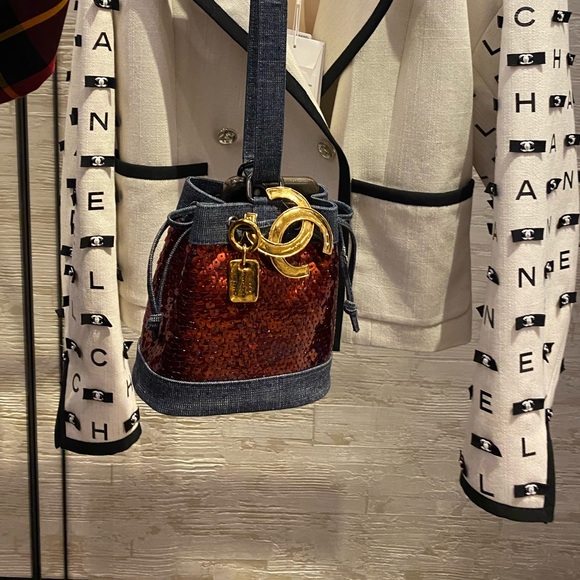 Chanel Denim Sequin Mini Bucket Bag - Picture 8 of 16